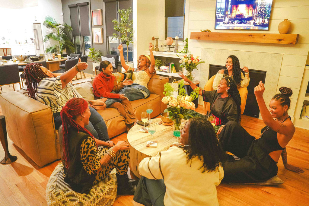 Joyful music gathering at home with friends